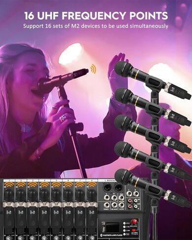 STRICH M2 UHF Wireless Microphone System XLR Mic Adapter 16 Channels, Transmitter and Receiver for Dynamic Microphone, Supports 9-24V phantom power supply, Compatible with Audio Mixer PA Speaker in Saudi Arabia