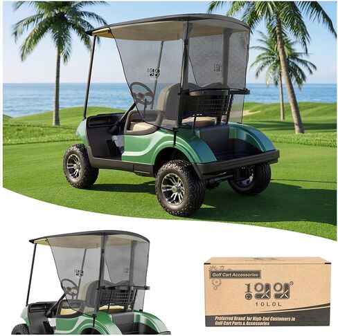غطاء مظلة الشمس لعربة الجولف 10L0L 2 لسيارة Yamaha G29 Drive2 - غطاء قابل للطي مقاوم للأشعة فوق البنفسجية مع طبقة عاكسة للحرارة - أسود in Kuwait