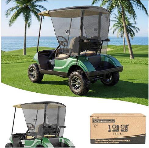 10L0L 2 Passenger Golf Cart Sun Shade Cover for Yamaha G29 Drive2 - Foldable UV-Resistant Cover with Heat Reflective Layer - Black in Saudi Arabia