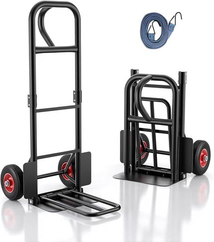 Heavy Duty Hand Truck 600 LB Capacity, Steel 2 Wheel Dolly with Solid Rubber Tires, Detachable Hand Cart for Moving Appliances, Furniture, Warehouse, Industrial, Home Use in Saudi Arabia