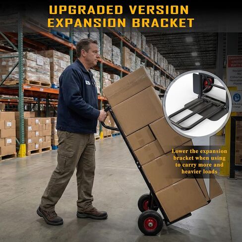 Heavy Duty Hand Truck 600 LB Capacity, Steel 2 Wheel Dolly with Solid Rubber Tires, Detachable Hand Cart for Moving Appliances, Furniture, Warehouse, Industrial, Home Use in Saudi Arabia