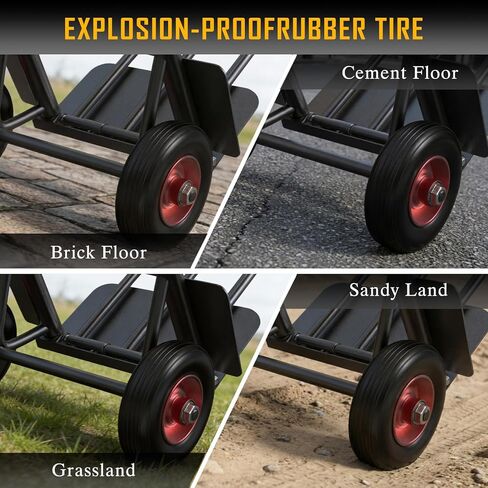 Heavy Duty Hand Truck 600 LB Capacity, Steel 2 Wheel Dolly with Solid Rubber Tires, Detachable Hand Cart for Moving Appliances, Furniture, Warehouse, Industrial, Home Use in Saudi Arabia