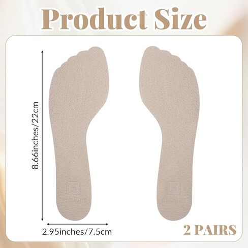Qianyu 2 Pairs Pigskin High Heel Cushion Inserts, Non-Slip Cushion Insoles Adhesive Shoe Insoles Ultra-Thin Shoe Inserts Barefoot Sandal Insole for Flat Open Toe Shoes Dress Shoes Boots Women,6.5-7.5 in Saudi Arabia