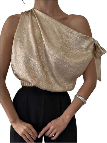 Women's Off Shoulder Tie Side Blouse Sleeveless Crop Tops Elegant Blouses in Saudi Arabia