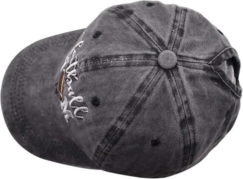 Football Mom Ponytail Baseball Cap Messy Bun Vintage Washed Distressed Twill Plain Hat for Women (Football mom, One Size) in Saudi Arabia
