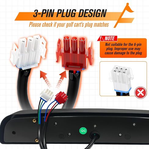شريط المصباح LED EZGO لعربات الغاز والكهرباء TXT 1996-2013، شريط المصباح الأمامي لعربة الجولف 12 فولت مع قابس 3 دبابيس، مصباح LED قانوني للشارع 12 فولت فائق السطوع (بدون دعامة تثبيت) in Kuwait