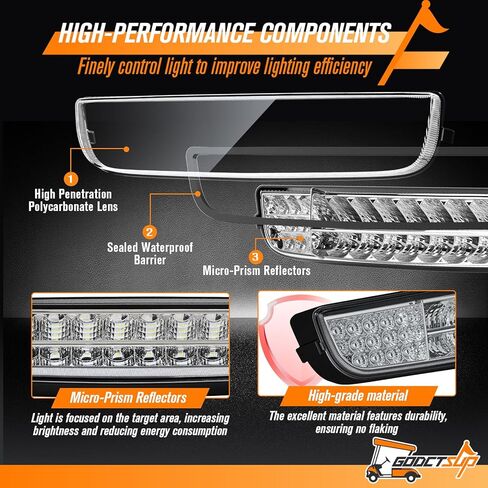 شريط المصباح LED EZGO لعربات الغاز والكهرباء TXT 1996-2013، شريط المصباح الأمامي لعربة الجولف 12 فولت مع قابس 3 دبابيس، مصباح LED قانوني للشارع 12 فولت فائق السطوع (بدون دعامة تثبيت) in Kuwait