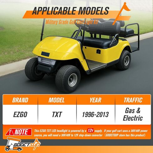 شريط المصباح LED EZGO لعربات الغاز والكهرباء TXT 1996-2013، شريط المصباح الأمامي لعربة الجولف 12 فولت مع قابس 3 دبابيس، مصباح LED قانوني للشارع 12 فولت فائق السطوع (بدون دعامة تثبيت) in Kuwait