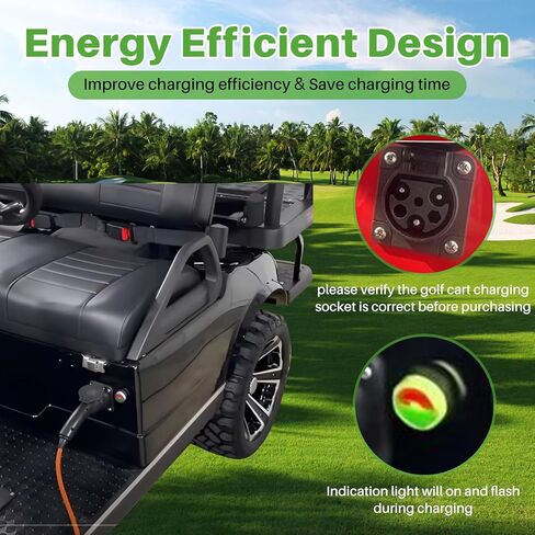 مجموعة سلك طاقة شحن 10 أقدام متوافقة مع عربة الجولف Evolution EV ICON، 110 فولت - 220 فولت 16 أمبير 3 دبوس قابس شاحن عربة الجولف، استبدل OEM # 2.04.0620 in Kuwait