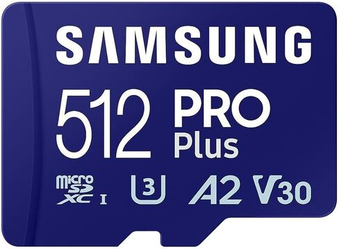 Samsung PRO Plus microSD Card + SD Adapter 512GB for Mobile Gaming on Smartphones, Tablets and Handheld Consoles, UHS-I U3, Full HD & 4K UHD, 180MB/s Read, 130MB/s Write, MB-MD512SA/EU in Kuwait