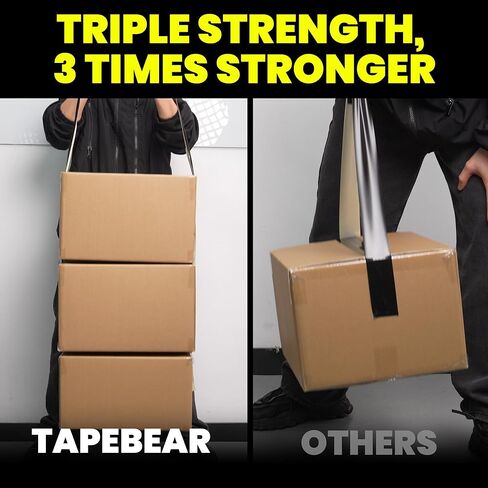 شريط لاصق أسود سميك 16.5 مل من TAPEBEAR عالي التحمل 1.88 بوصة × 105 قدم، شريط لاصق قوي وقوي مقاوم للماء، بدون بقايا، مرن، شريط ربط مسيل للدموع للحزمة والرقعة والحماية والإصلاح in Kuwait