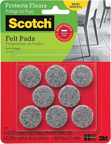 Scotch Heavy Duty Felt Pads, Round, Gray, 1-in Diameter, 8 Pads/Pack (SP870-NA) in Saudi Arabia