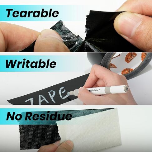 شريط لاصق أسود سميك 16.5 مل من TAPEBEAR عالي التحمل 1.88 بوصة × 105 قدم، شريط لاصق قوي وقوي مقاوم للماء، بدون بقايا، مرن، شريط ربط مسيل للدموع للحزمة والرقعة والحماية والإصلاح in Kuwait