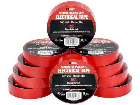 Vinyl Electrical Tape, Industrial Grade, 3/4 Inch x 66 Feet, 7 Mil Thickness, Waterproof, UL Listed, 10 Roll Value Pack (Black) in Saudi Arabia
