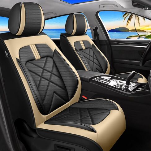 أغطية مقاعد Camry مناسبة تمامًا لسيارة Toyota Camry 2013-2025 2026، أغطية مقاعد جلدية كاملة التغطية مقاومة للماء وقابلة للتنفس، واقيات مقاعد السيارات، متوافقة مع الوسائد الهوائية (5 مقاعد، أسود) in Kuwait