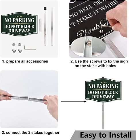 ممنوع وقوف السيارات، لا تحجب لافتة الممر Señales de no estacionar 12 بوصة × 8 بوصة مع حصة معدنية طويلة خاصة للسلامة المرورية على الطرق مع حامل من الألومنيوم للاستخدام الخارجي في ساحة الأعمال المنزلية in Kuwait