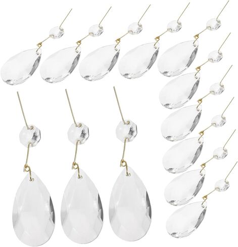 VANZACK 15pcs Teardrop Crystal Pendants for Chandelier Decoration Crystal Beads for Home Lamp and Garden Decor Elegant Hanging Ornaments in Saudi Arabia