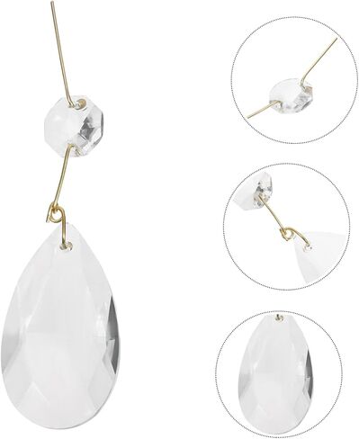 VANZACK 15pcs Teardrop Crystal Pendants for Chandelier Decoration Crystal Beads for Home Lamp and Garden Decor Elegant Hanging Ornaments in Saudi Arabia