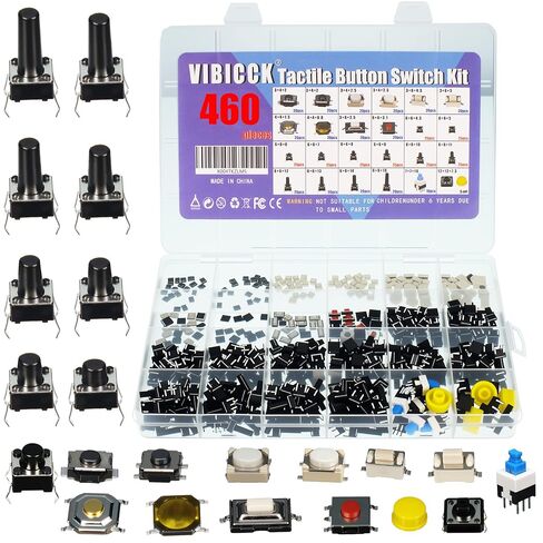 230pcs Touch Button Switch 8value 6x6mm Miniature momentary Touch Switch with 7value Color Button Cap (230pcs 10Values) in Saudi Arabia