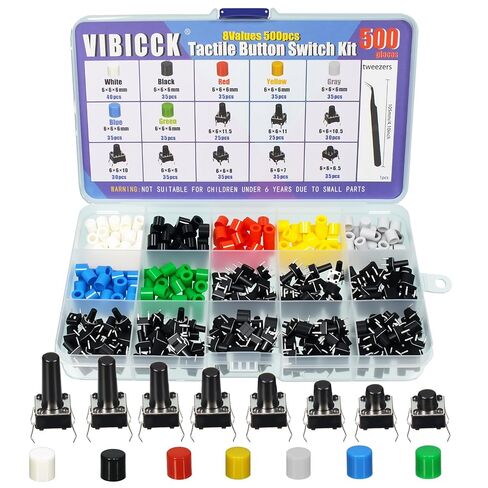 230pcs Touch Button Switch 8value 6x6mm Miniature momentary Touch Switch with 7value Color Button Cap (230pcs 10Values) in Saudi Arabia