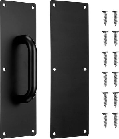 مقبض باب تجاري TEHAUX، لوحة سحب دفع من الفولاذ المقاوم للصدأ باللون الأسود، 11.81 × 3.93 بوصة، سهلة التركيب مع مسامير، مناسبة للأبواب الخشبية والأبواب المركبة in Saudi Arabia