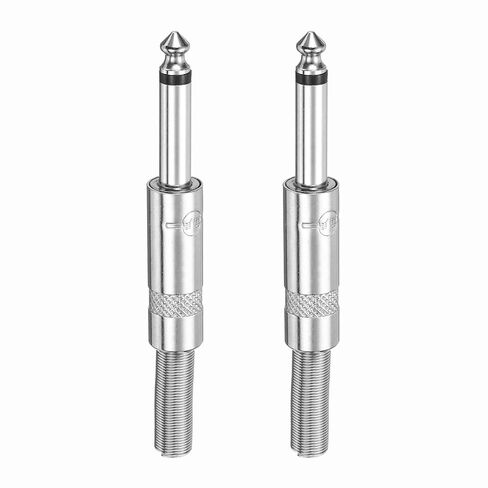 MECCANIXITY 5 Pcs 1/4" Audio TS Plug, 6.35mm Mono Male Plug Cable Connector, TS Male Audio Cable Adapter for Speaker, Microphone, Guitar, 3.23" Silver in Saudi Arabia