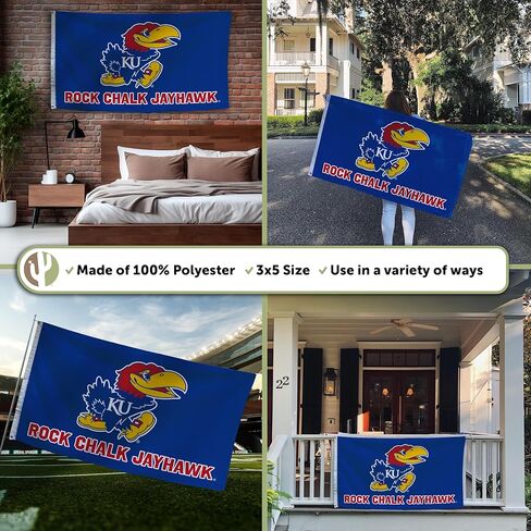 Desert Cactus The University of Kansas 100% Polyester Indoor Outdoor 3x5 feet Banner Jayhawks KU (Flag 1B) in Saudi Arabia