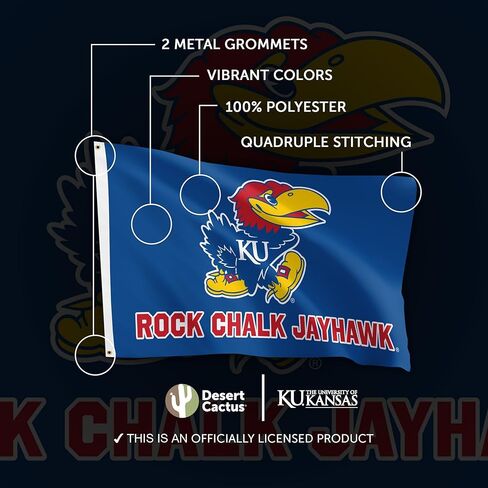 Desert Cactus The University of Kansas 100% Polyester Indoor Outdoor 3x5 feet Banner Jayhawks KU (Flag 1B) in Saudi Arabia