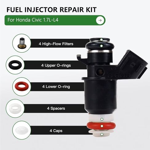 New Fuel Injector Repair Kit for 2005 Honda Civic LX Sedan 4-Door 1.7L 1668CC l4 GAS SOHC Naturally Aspirated in Saudi Arabia