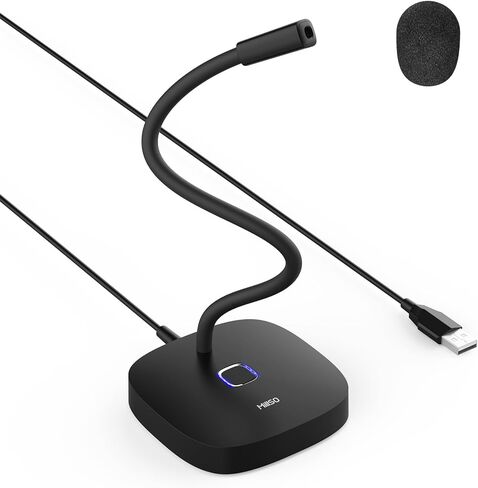 ميكروفون كمبيوتر MillSO USB مع زر كتم الصوت 360 درجة قابل للتعديل معقوفة التوصيل والتشغيل ميكروفون USB خارجي متعدد الاتجاهات لأجهزة الكمبيوتر المحمول والكمبيوتر الشخصي وسطح المكتب - 1.4M/4.6FT in Kuwait