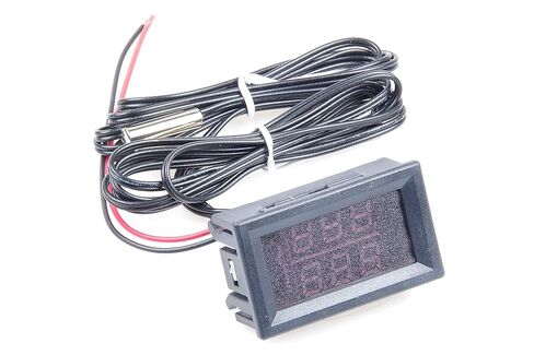 2CH NTC Waterproof Probes -58℉ to 257℉ Red+Green LED Digital high Temperature Precision Thermometer Industrial Thermometer Fahrenheit Dual Display DC 4V-28V 6V 12V 24V CAR (Red+Green) in Saudi Arabia