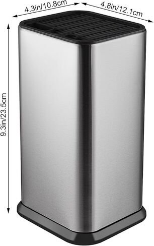 Universal Knife Block Without Knives,Modern Knife Holder for Kitchen Counter,Stainless Steel Knife Organizer with Scissors Slot & Sharpening Rod,Space Saver Rectangular Blocks & Storage - (Silver) in Saudi Arabia