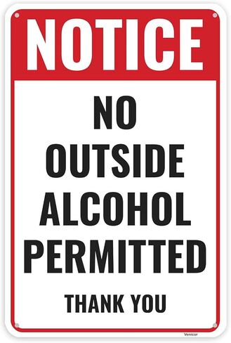 1PC No Alcohol Beyond This Point Sign, 12 x 8 Inches - Aluminum in Saudi Arabia