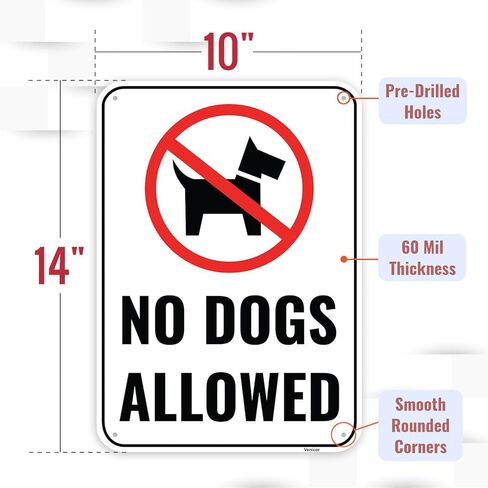 1PC No Dogs Allowed Sign, 14 x 10 Inches - Aluminum - No Pets No Animals Sign For Business in Saudi Arabia