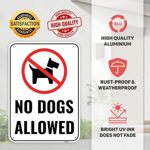 1PC No Dogs Allowed Sign, 14 x 10 Inches - Aluminum - No Pets No Animals Sign For Business in Saudi Arabia