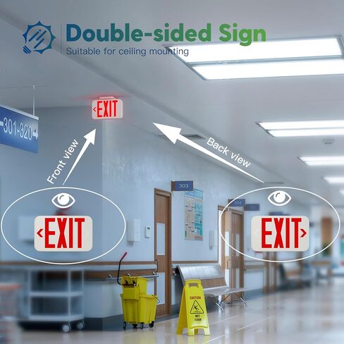 FREELICHT 12 Pack Red Double-Sided LED Exit Sign with Battery Backup, Exit Sign for Business,Easy to Install, UL Certified, AC 120/277V in Kuwait