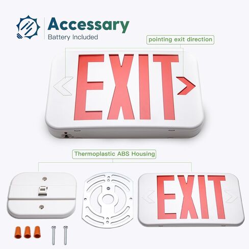 FREELICHT 12 Pack Red Double-Sided LED Exit Sign with Battery Backup, Exit Sign for Business,Easy to Install, UL Certified, AC 120/277V in Kuwait