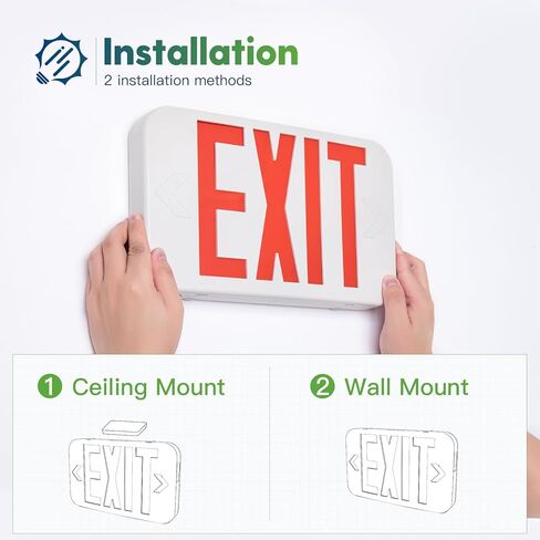 FREELICHT 12 Pack Red Double-Sided LED Exit Sign with Battery Backup, Exit Sign for Business,Easy to Install, UL Certified, AC 120/277V in Kuwait