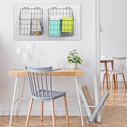 meekoo 2 Pcs Pegboard Baskets 12.4 x 7.5 x 12.8'', 11 x 5 x 12.6'' with 4 Hooks, Peg Board Organizer Accessories Organize Tools for Workbench Garage Storage Hardware Attachments(Black) in Saudi Arabia