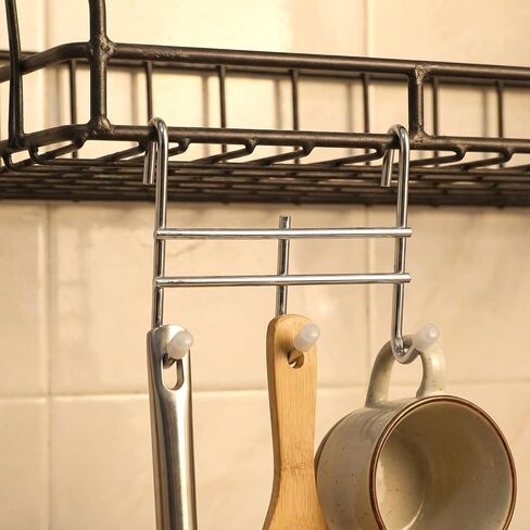 QWORK 6 Pack Hook Attachments for Wire Shelving, Heavy-Duty Chrome Steel Hanging Rack Metal for Closets Storage Organizer in Saudi Arabia