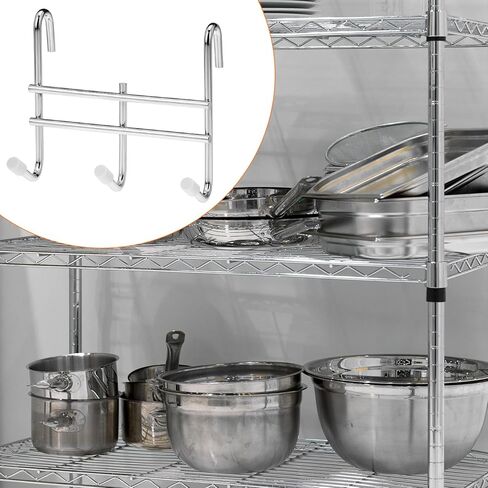QWORK 6 Pack Hook Attachments for Wire Shelving, Heavy-Duty Chrome Steel Hanging Rack Metal for Closets Storage Organizer in Saudi Arabia