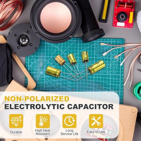 MECCANIXITY 3.3uF 100V Non-Polarized Electrolytic Capacitor, 8mm x 12mm Aluminum Audio Capacitors for DIY Projects Audio Tweeter Frequency Divider Pack of 20 in Saudi Arabia