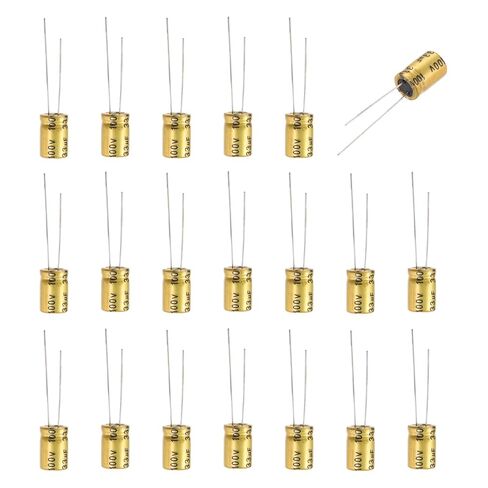 MECCANIXITY 3.3uF 100V Non-Polarized Electrolytic Capacitor, 8mm x 12mm Aluminum Audio Capacitors for DIY Projects Audio Tweeter Frequency Divider Pack of 20 in Saudi Arabia