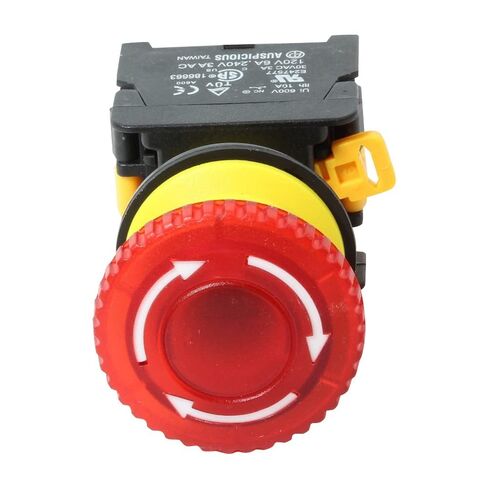 Alpinetech MBL30 أحمر 30 مم 1NC مفتاح زر إيقاف الطوارئ Estop EPO Mushroom Switch LED مضيء (24 فولت) in Saudi Arabia