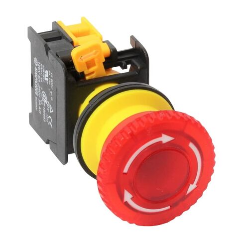 Alpinetech MBL30 أحمر 30 مم 1NC مفتاح زر إيقاف الطوارئ Estop EPO Mushroom Switch LED مضيء (24 فولت) in Saudi Arabia