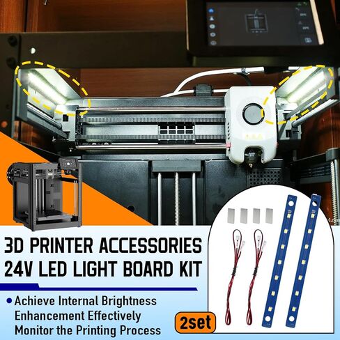 مجموعتان من مجموعة استبدال لوحة إضاءة LED 24 فولت متوافقة مع طابعة Flashforge Adventurer 5M/5M Pro ثلاثية الأبعاد، شريط إضاءة LED عالي السطوع، ملحق طابعة ثلاثية الأبعاد لتعزيز الإضاءة الداخلية in Kuwait