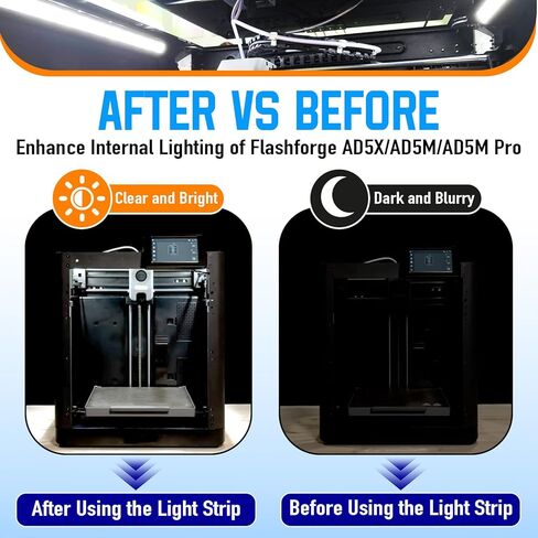 مجموعتان من مجموعة استبدال لوحة إضاءة LED 24 فولت متوافقة مع طابعة Flashforge Adventurer 5M/5M Pro ثلاثية الأبعاد، شريط إضاءة LED عالي السطوع، ملحق طابعة ثلاثية الأبعاد لتعزيز الإضاءة الداخلية in Kuwait