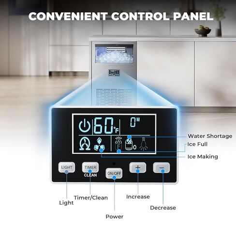 Kismile Commercial Ice Maker, 100 lbs/24H Ice Machine with 29 lbs Storage, Under Counter Ice Maker with LED Display & Self-Cleaning, 304 Stainless Steel Structure for Home, Bar, Outdoor Kitchen in Kuwait