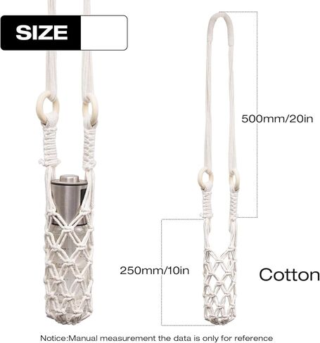 2PCS Crochet Water Bottle Holder, 30 Inch Cotton Water Bottle Bag, Wine Hanging Bag, Handmade Water Bottle Carrier for Hiking Cycling Swimming Fitness in Saudi Arabia