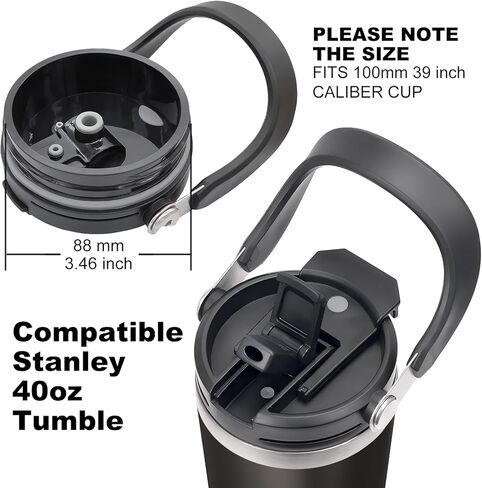 2 Pack 40 oz Detachable Flip Straw Lid Replacement Stanley Cup Lid Accessories Leak Proof Lids Replacement with Handle for Stanley Quencher H2.0 Tumbler in Saudi Arabia